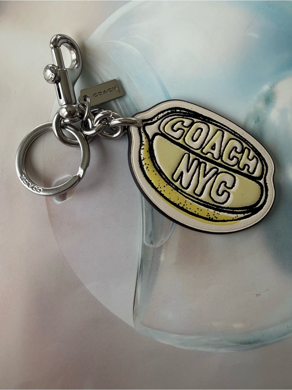 Coach Yellow and White Lemon Keyring Bag Charm new